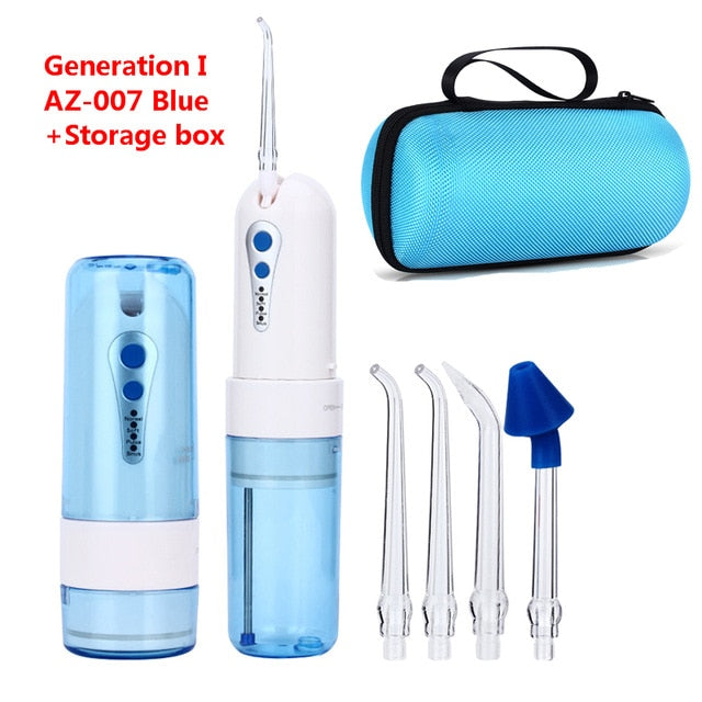 AZDENT AZ-007 AZ-008Pro Oral Irrigator USB Recharge Cordless Water Teeth Cleaner Travel Foldable 5 Jet Tips 4 Modes Adult Child