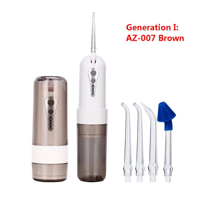 AZDENT AZ-007 AZ-008Pro Oral Irrigator USB Recharge Cordless Water Teeth Cleaner Travel Foldable 5 Jet Tips 4 Modes Adult Child