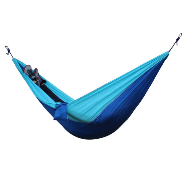 Single Double Hammock Adult Outdoor Backpacking Travel Survival Hunting Sleeping Bed Portable With 2 Straps 2 Carabiner