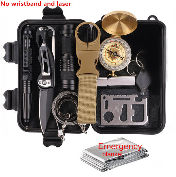 Survival kit set military outdoor travel mini camping tools aid kit emergency multifunct survive Wristband whistle blanket knife
