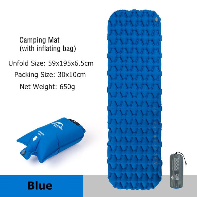 Naturehike Inflatable Mattress Ultralight Sleeping Pad Portable Single Camping Mat Air Mattress Folding Bed Travel Sleeping Mat
