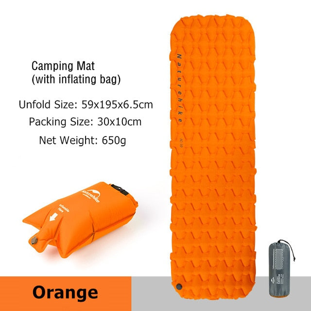 Naturehike Inflatable Mattress Ultralight Sleeping Pad Portable Single Camping Mat Air Mattress Folding Bed Travel Sleeping Mat