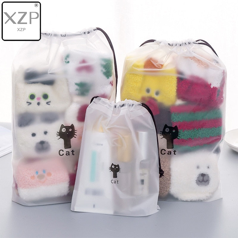 XZP Cats Cosmetic Bag Travel Makeup Case Women String Make Up Bath Organizer Storage Pouch Toiletry Wash Beaut Kit