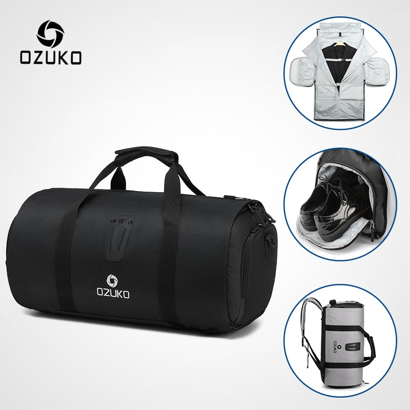 Ozuko Multifunctionele Grote Capaciteit Mannen Reistas Waterdichte Plunjezak Voor Trip Pak Opslag Handbagage Tassen Met Schoen Zakje
