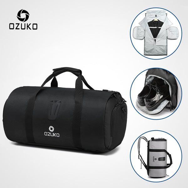 Ozuko Multifunctionele Grote Capaciteit Mannen Reistas Waterdichte Plunjezak Voor Trip Pak Opslag Handbagage Tassen Met Schoen Zakje