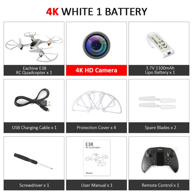 Eachine e38 wifi fpv rc zangão 4 k câmera de fluxo óptico 1080 p hd câmera dupla vídeo aéreo rc quadcopter aeronaves quadrocopter brinquedos