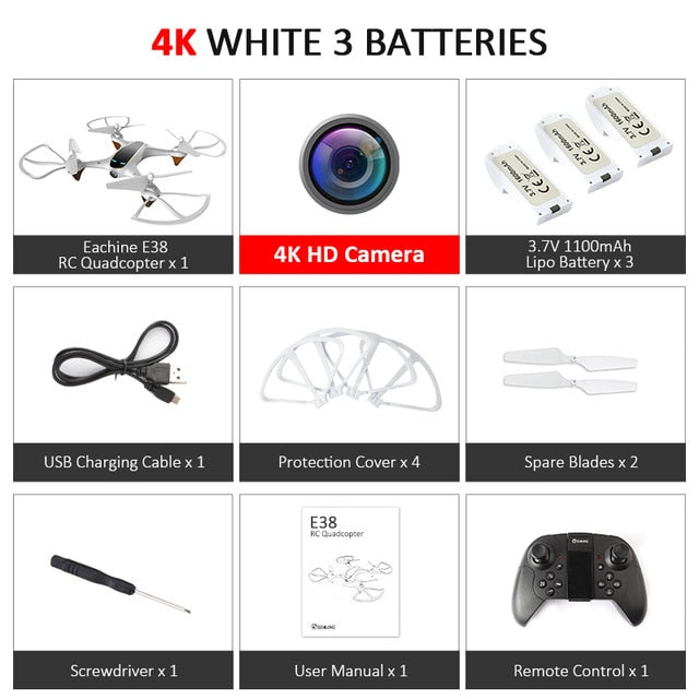 Eachine e38 wifi fpv rc zangão 4 k câmera de fluxo óptico 1080 p hd câmera dupla vídeo aéreo rc quadcopter aeronaves quadrocopter brinquedos