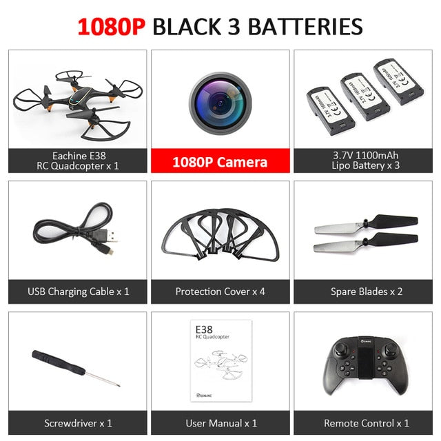 Eachine e38 wifi fpv rc zangão 4 k câmera de fluxo óptico 1080 p hd câmera dupla vídeo aéreo rc quadcopter aeronaves quadrocopter brinquedos