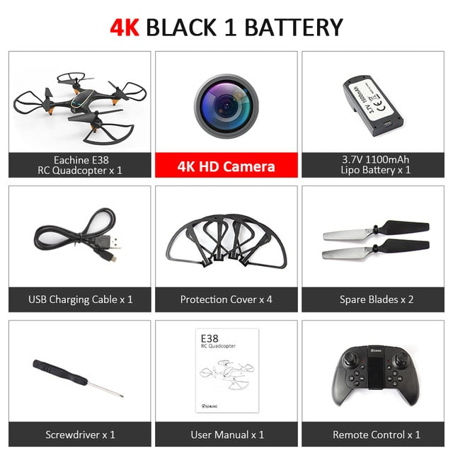 Eachine e38 wifi fpv rc zangão 4 k câmera de fluxo óptico 1080 p hd câmera dupla vídeo aéreo rc quadcopter aeronaves quadrocopter brinquedos