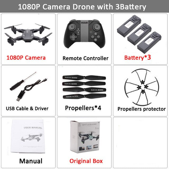 Visuo XS816 WiFi FPV RC Drone 4 K caméra débit optique 720 P double caméra RC quadrirotor pliable Selfie Dron VS XS809S XS809HW SG106
