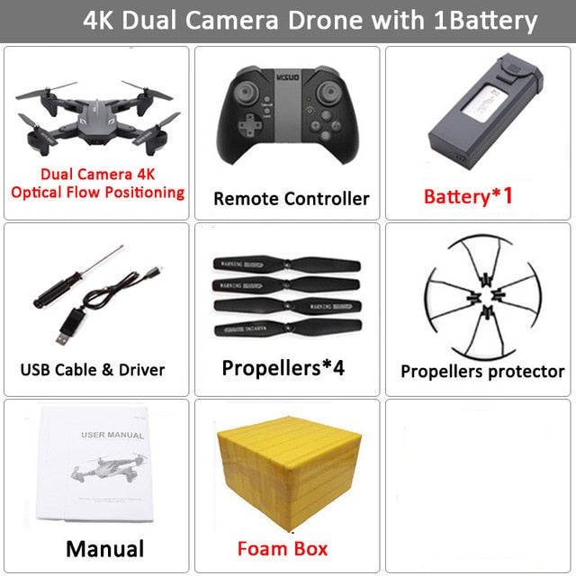 Visuo XS816 WiFi FPV RC Drone 4 K caméra débit optique 720 P double caméra RC quadrirotor pliable Selfie Dron VS XS809S XS809HW SG106