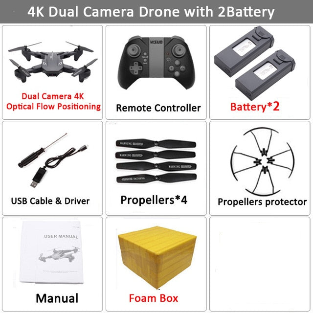 Visuo XS816 WiFi FPV RC Drone 4 K caméra débit optique 720 P double caméra RC quadrirotor pliable Selfie Dron VS XS809S XS809HW SG106