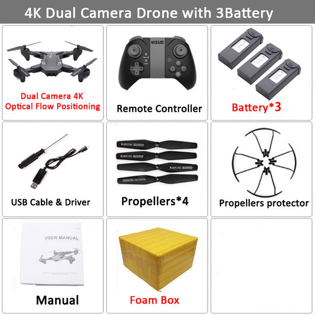 Visuo XS816 WiFi FPV RC Drone 4 K caméra débit optique 720 P double caméra RC quadrirotor pliable Selfie Dron VS XS809S XS809HW SG106