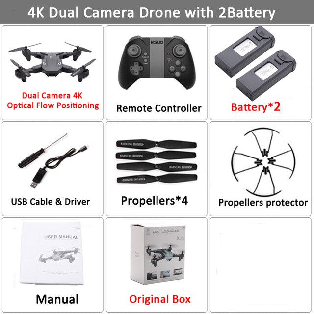 Visuo XS816 WiFi FPV RC Drone 4 K caméra débit optique 720 P double caméra RC quadrirotor pliable Selfie Dron VS XS809S XS809HW SG106