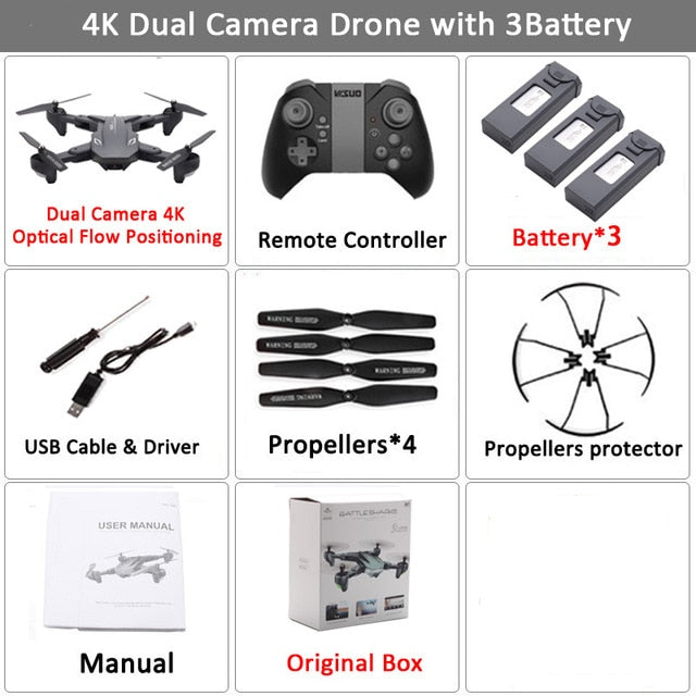 Visuo XS816 WiFi FPV RC Drone 4 K caméra débit optique 720 P double caméra RC quadrirotor pliable Selfie Dron VS XS809S XS809HW SG106