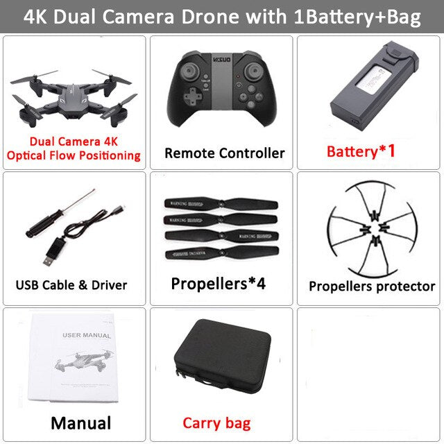 Visuo XS816 WiFi FPV RC Drone 4 K caméra débit optique 720 P double caméra RC quadrirotor pliable Selfie Dron VS XS809S XS809HW SG106