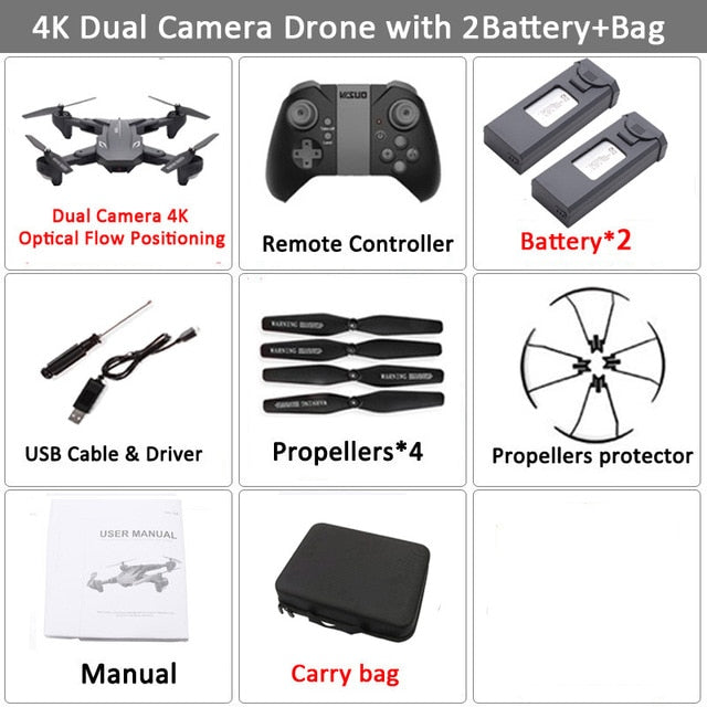 Visuo XS816 WiFi FPV RC Drone 4 K caméra débit optique 720 P double caméra RC quadrirotor pliable Selfie Dron VS XS809S XS809HW SG106