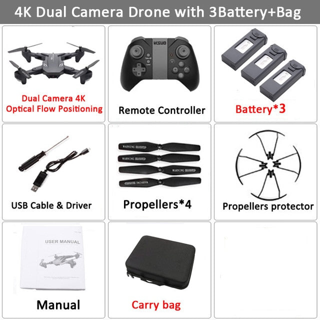 Visuo XS816 WiFi FPV RC Drone 4 K caméra débit optique 720 P double caméra RC quadrirotor pliable Selfie Dron VS XS809S XS809HW SG106