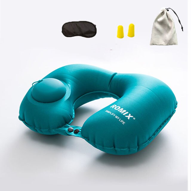 Hot Compression Inflatable U-shaped Pillow Essential Travel Accessories Eye Mask Lunch Break Aircraft Car Rest Cervical Pillow