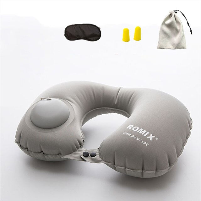 Hot Compression Inflatable U-shaped Pillow Essential Travel Accessories Eye Mask Lunch Break Aircraft Car Rest Cervical Pillow