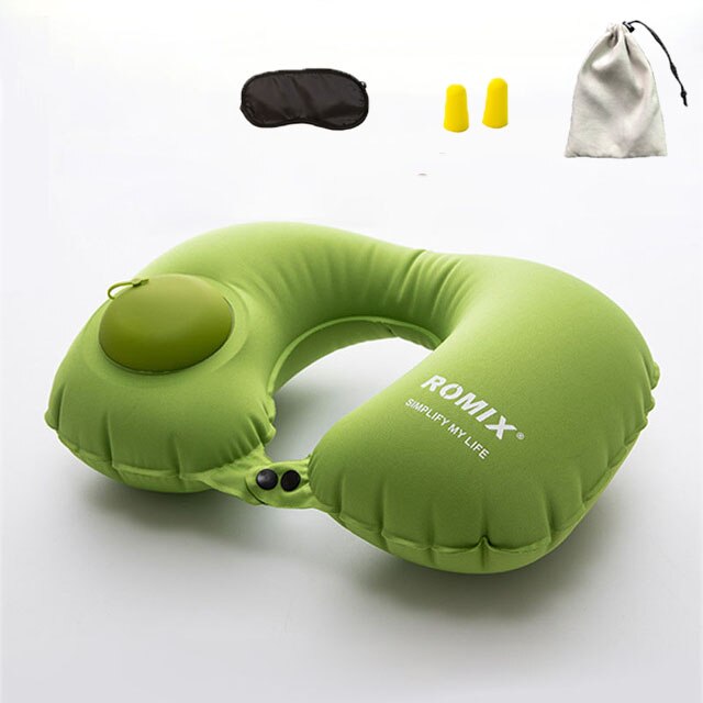 Hot Compression Inflatable U-shaped Pillow Essential Travel Accessories Eye Mask Lunch Break Aircraft Car Rest Cervical Pillow