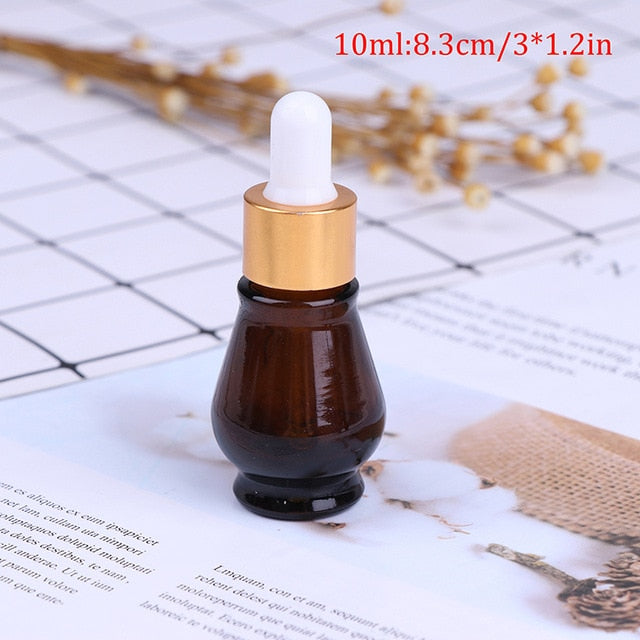10/20/30ml Amber Glass Dropper Bottle essential Oil Perfume Bottles Empty Container Travel Refillable Bottle Transparent Brown