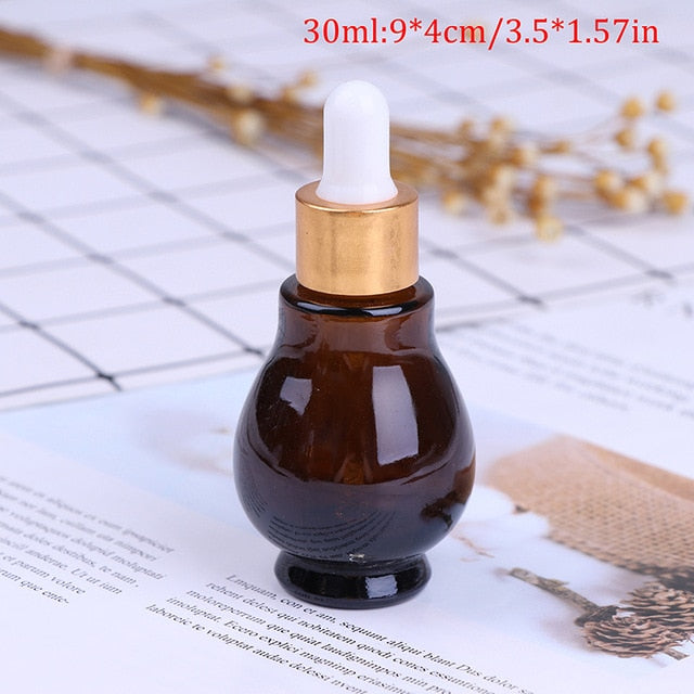 10/20/30ml Amber Glass Dropper Bottle essential Oil Perfume Bottles Empty Container Travel Refillable Bottle Transparent Brown