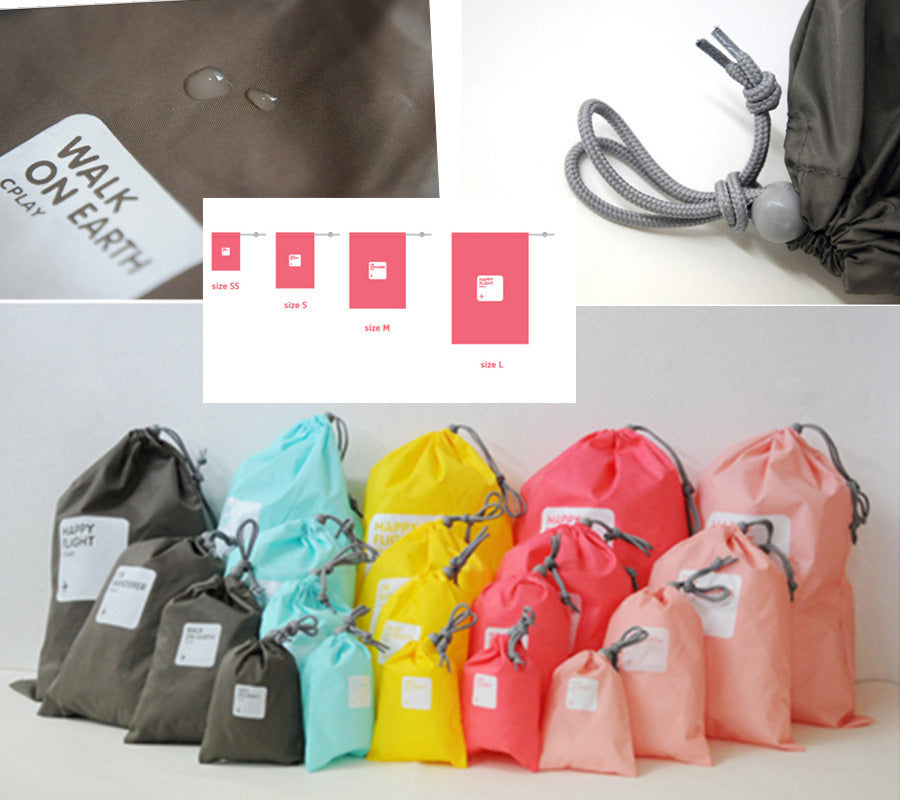 4 pieces per set drawstring storage bags (size L, M, S and XS for each one) essentials underwear debris waterproof bunched